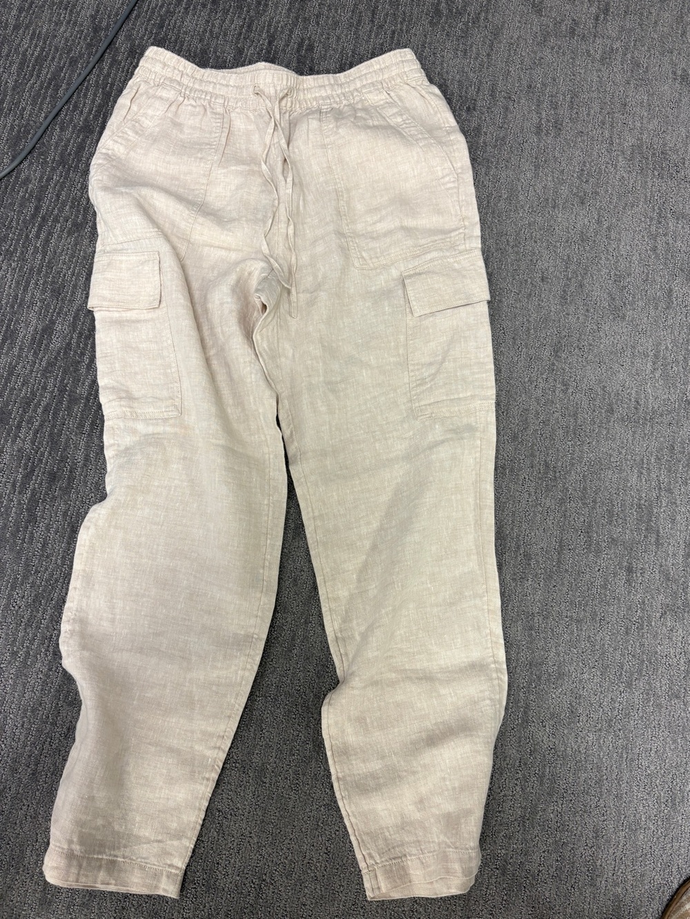 Women's light beige Linen cargo pants